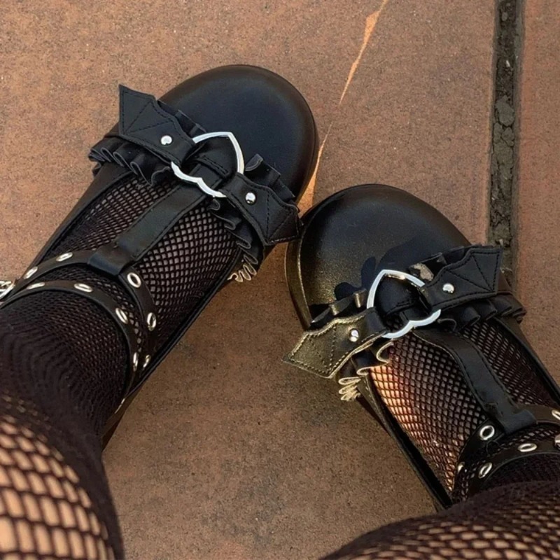 Women'S Shoes Popular - 新しいスイートハートバックルウェッジメアリージェーンズ女性ピンク T ストラップ分厚いプラットフォームロリータ靴女性パンクゴシックコスプレ靴 43