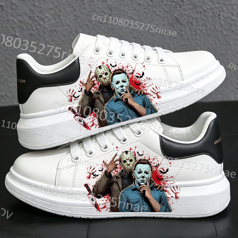 Women Shoes Myer - 2026年ハロウィン マイケル・マイヤーズ メンズ・レディース 滑り止め 耐摩耗性 ブラック柄プリント