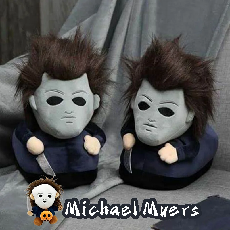 Women Shoes Myer - ハロウィンマイケルマイヤーズ面白いブラックキングぬいぐるみスリッパソフトノンスリップシューズ女性男性ハウスフラットスリッパおもちゃ