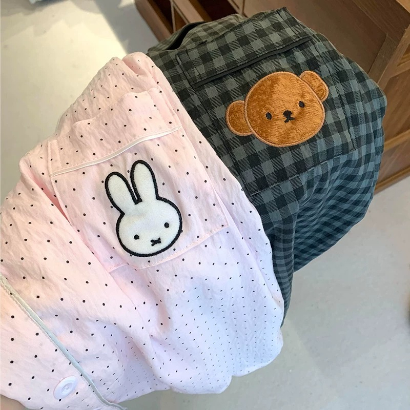 Women Shoes Xxl - ミッフィーかわいいアニメかわいい水玉模様パジャマカップル衣装男性と女性の夏半袖 3 点セットラウンジ服