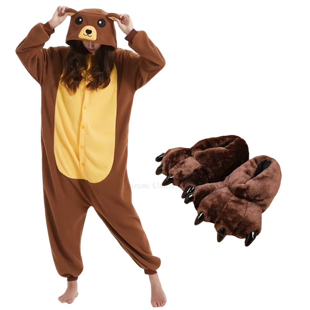 Women Shoes Xxl - 大人の動物ヒグマ着ぐるみユニコーンワンピースパジャマ漫画コスプレ衣装ジャンプスーツハロウィンパーティーホームウェアスリッパXXL