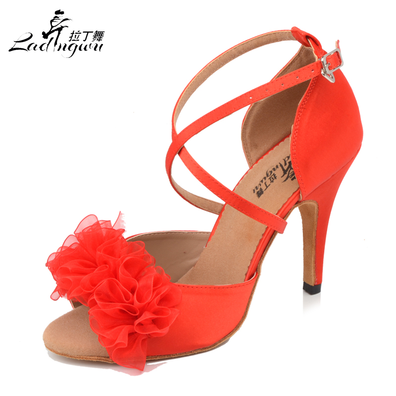 Women'S Shoes Z - Ladingwu-女性用の社交ダンスシューズ,柔らかい底の赤いサテン,サルサヒール,6 cm, 7.5 cm, 10cm,新品