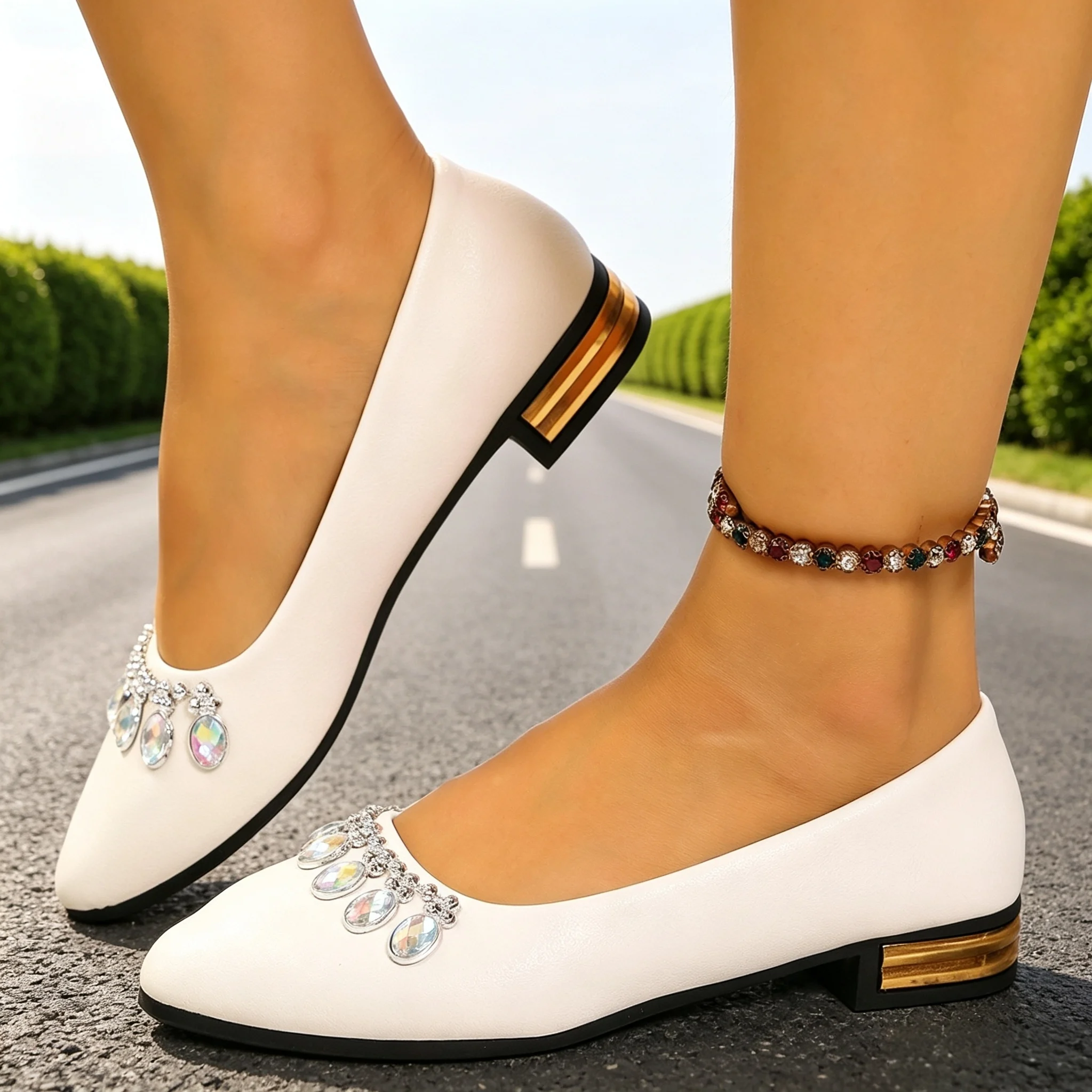 Women'S Shoes Popular - レディースフラットシューズ ポインテッドトゥ バレエシューズ プラスサイズ フラットスニーカー レディース