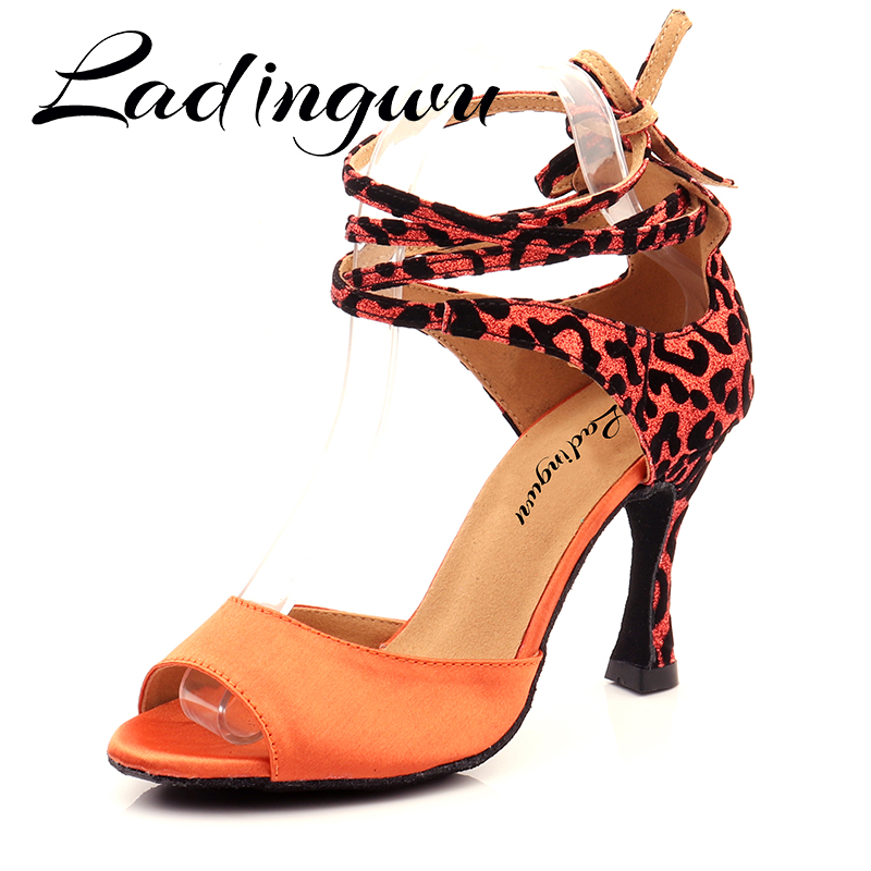 Women'S Shoes Z - Ladingwu-ヒョウ柄のスエードとスパンコールのサルサのモダンなダンスシューズ,女性と女の子のためのシンプルなラテンダンスシューズ,ソフトソール