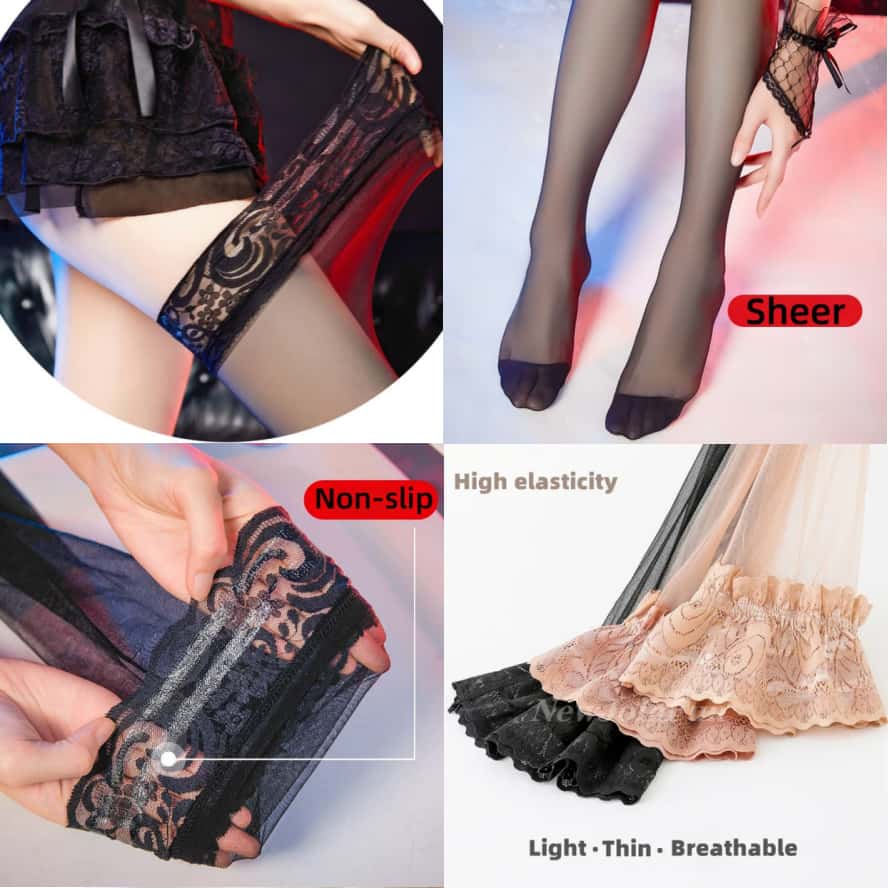 NEWJOINFUN セクシーな太もも丈ロング超薄レーストッ - Women Shoes Xxl のレビューと価格