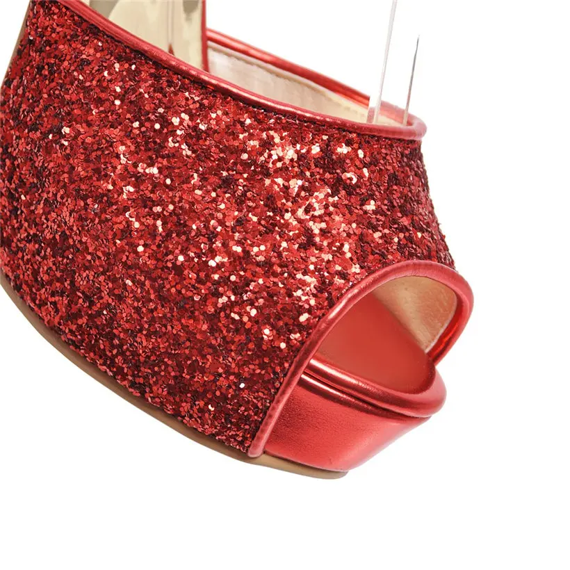 シルバー夏の女性のハイヒールプラットフォームサンダルゴールド - Metallic Heel Sandal のレビューと価格