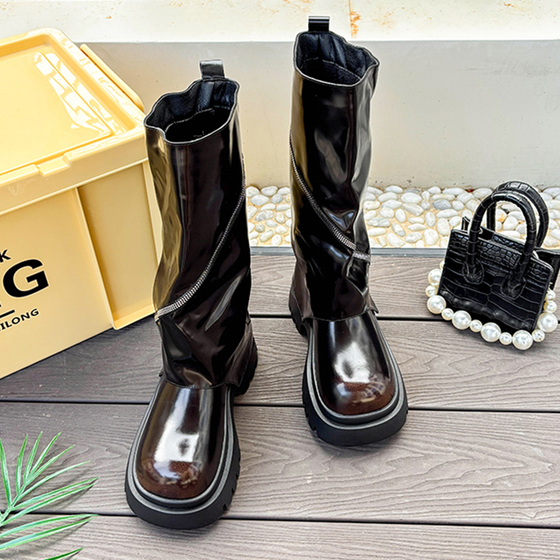ファッションプラットフォーム革靴冬パンクハイチェルシーブーツ - Women'S Shoes Chelsea のレビューと価格