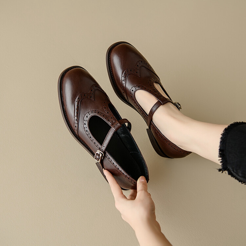 女性のためのスプリットレザーシューズ,ラウンドトゥマリアの靴 - Women'S Shoes Popular のレビューと価格