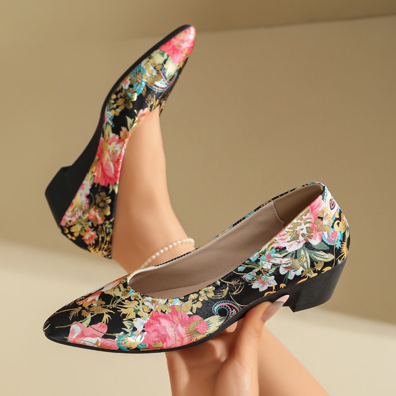 レディース ポインテッドトゥ 花柄プリント ウェッジパンプス - Women Shoes Xxl のレビューと価格