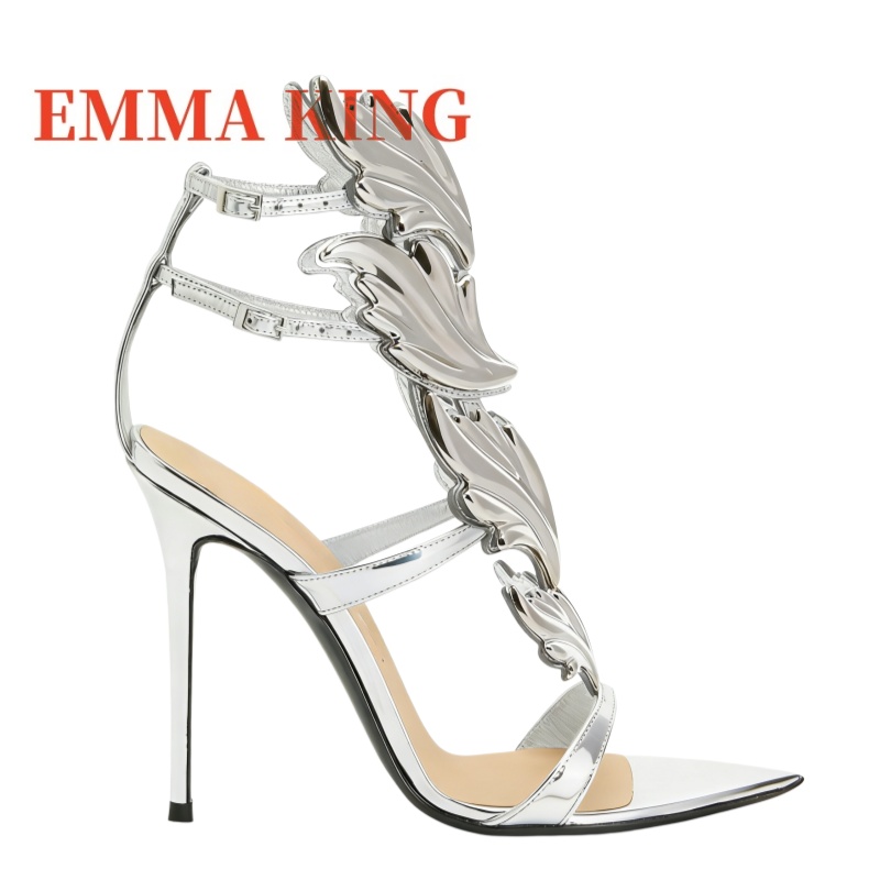 レディースメタリックウィングハイヒールサンダル、ポインテッド - Metallic Heel Sandal のレビューと価格