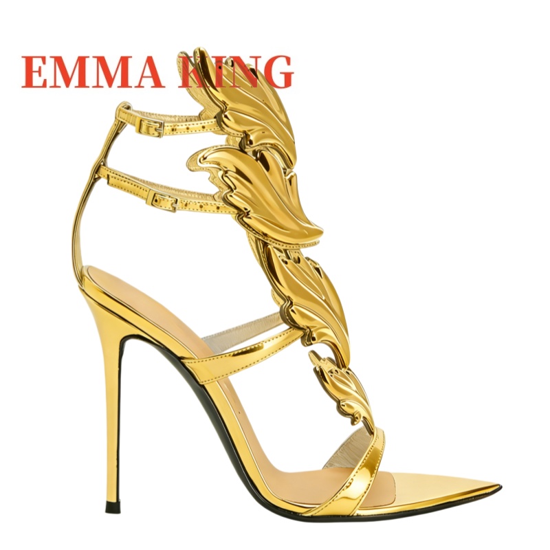 レディースメタリックウィングハイヒールサンダル、ポインテッド - Metallic Heel Sandal のレビューと価格