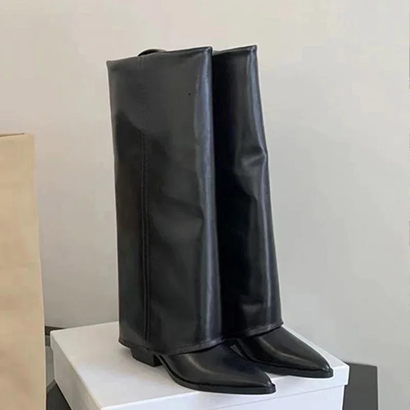 女性のブーツニーハイヒールレザーチャンキーファッションシュー - Women'S Shoes Chelsea のレビューと価格