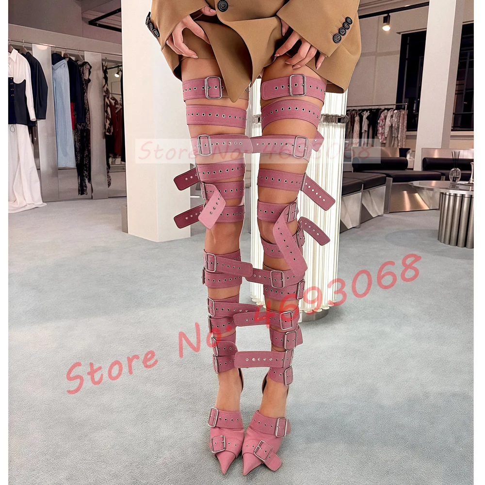 ヌードバックルストラップ太もも丈サンダル レディース セクシ - Metallic Heel Sandal のレビューと価格